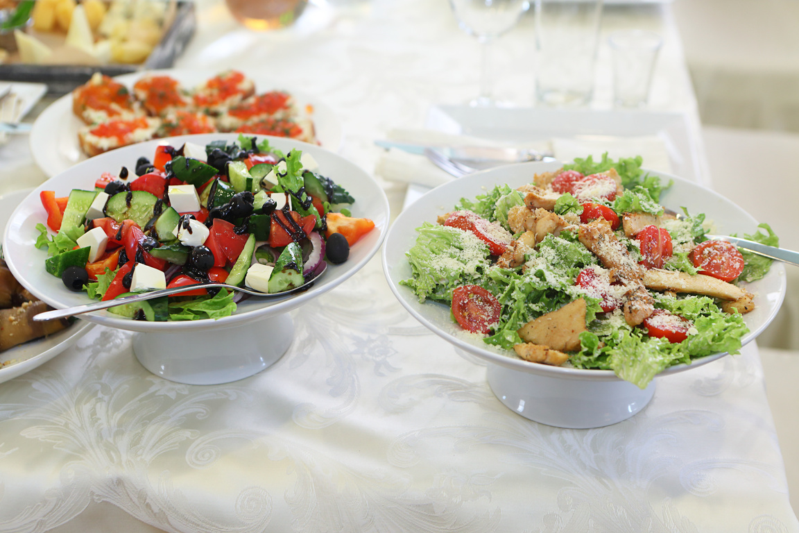 Caesar and Greek salads